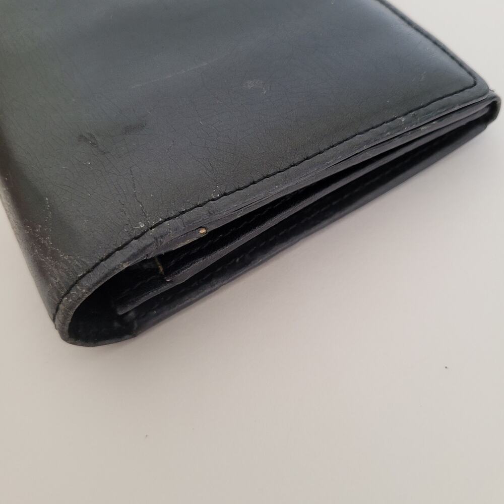 Yves Saint Laurent YSL Vintage Long Large Leather Wallet Black Logo Bifold Retro - Picture 10 of 12